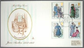 Image of British Mint Stamps Jane Austen Cover (1975)