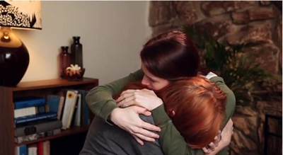 Image from The Lizzie Bennet Diaries: Lydia and Lizzie console one another © 2013 The Lizzie Bennet Diaries