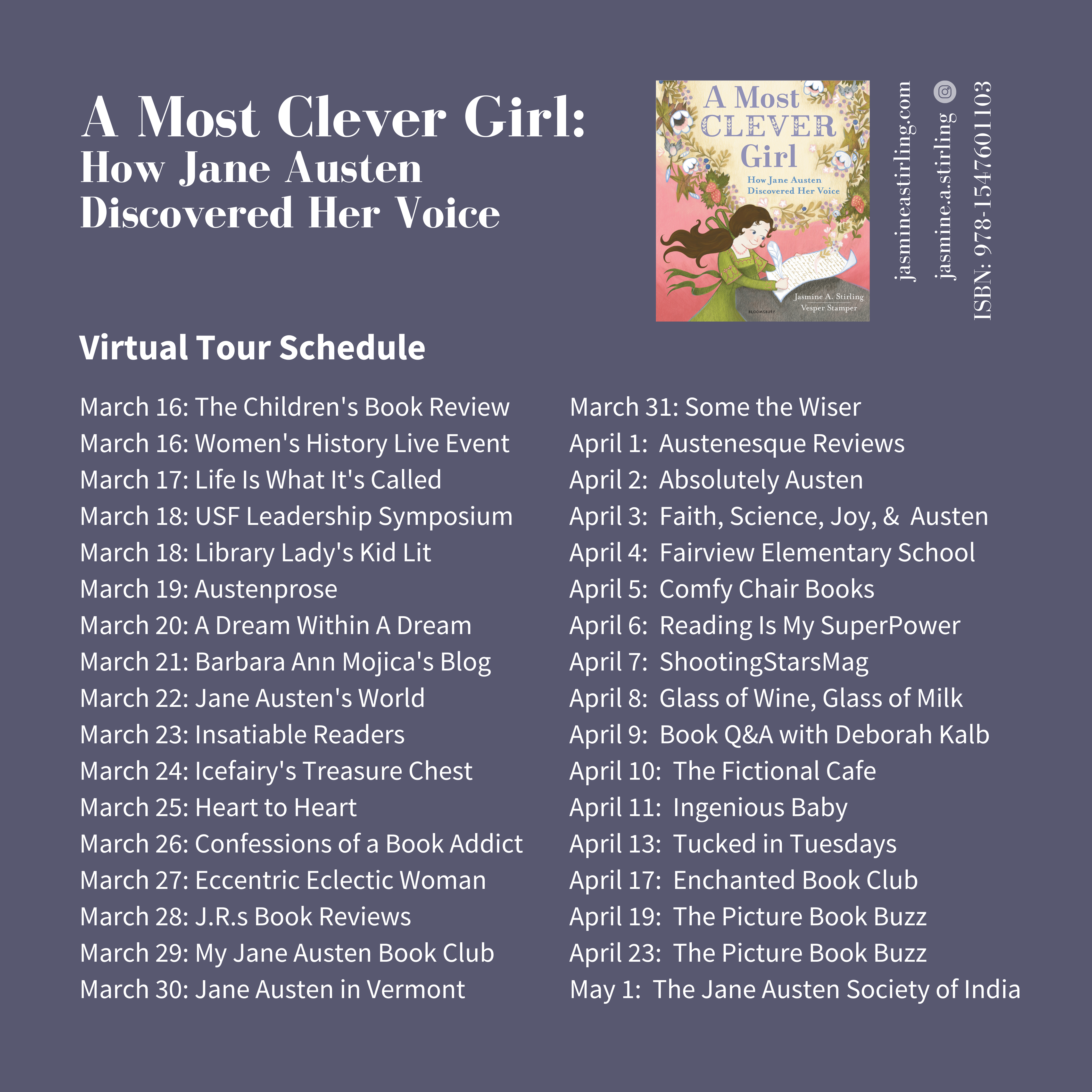 A Most Clever Girl Tour schedule